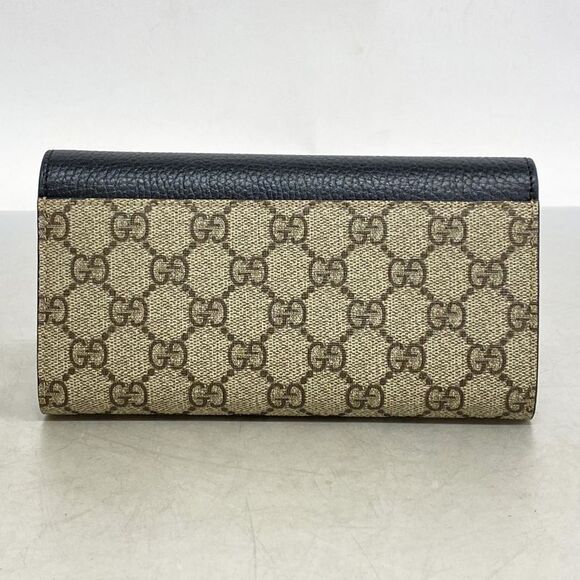 Gucci Long Wallet Ggmarmont GG Supreme 456116 PVC Leather Beige Black Gold - Picture 6 of 6